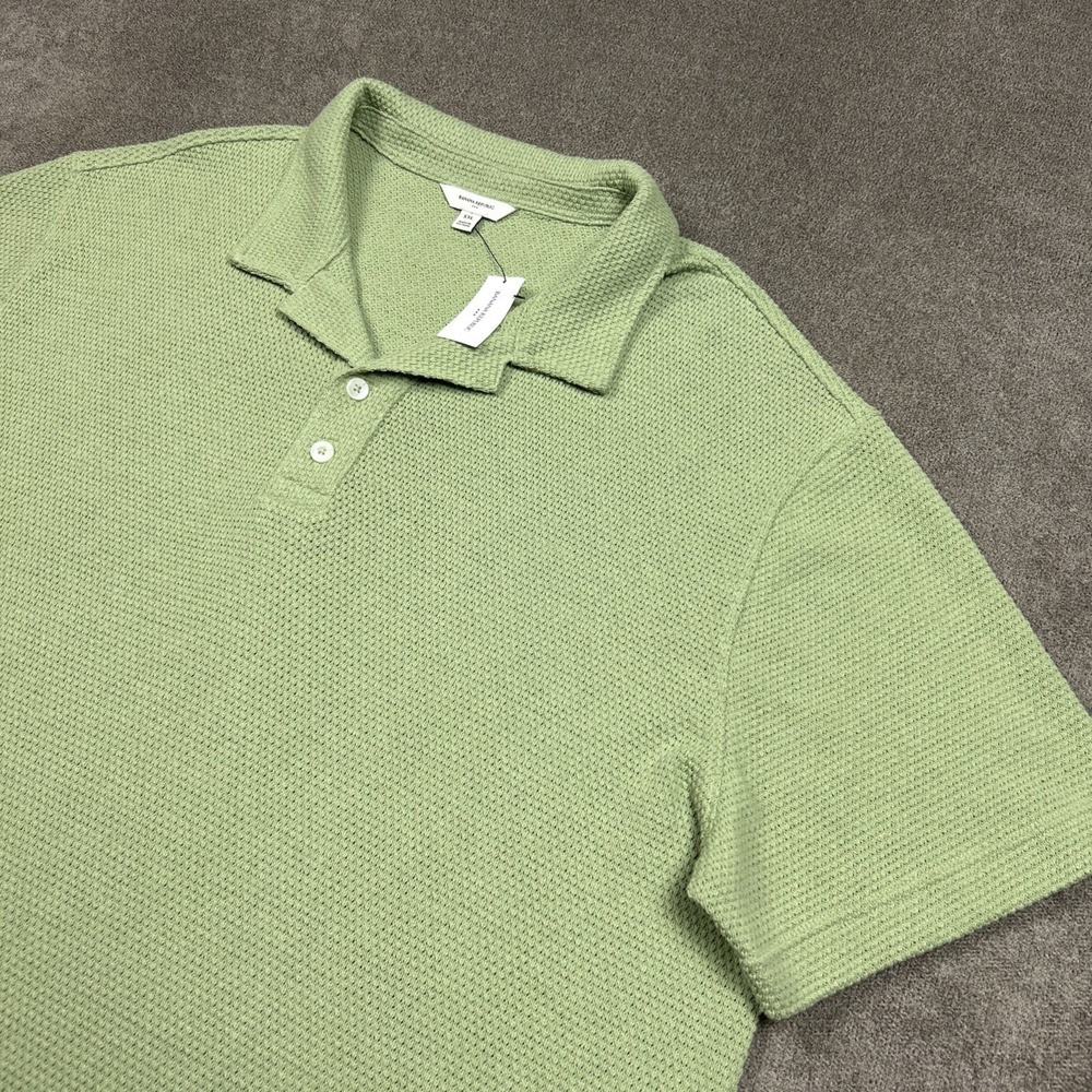 NEW Banana Republic Polo Shirt Mens 2XL Knit Textured Green Short Sleeve Preppy